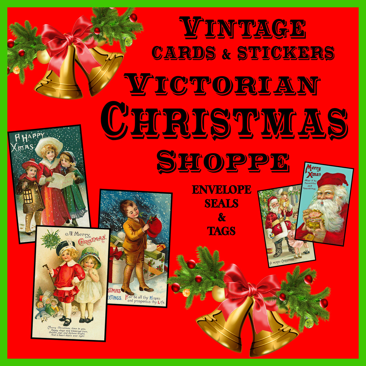 Victorian Christmas Stickers, 8 Pcs. Deluxe Set of Old Fashioned
