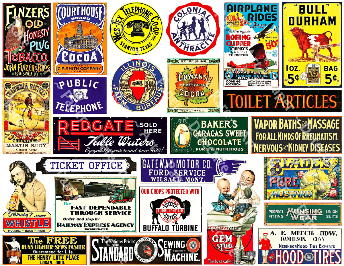 Antique Advertising Signs, General Store Stickers Featuring a Vintage –  Rare Paper Detective