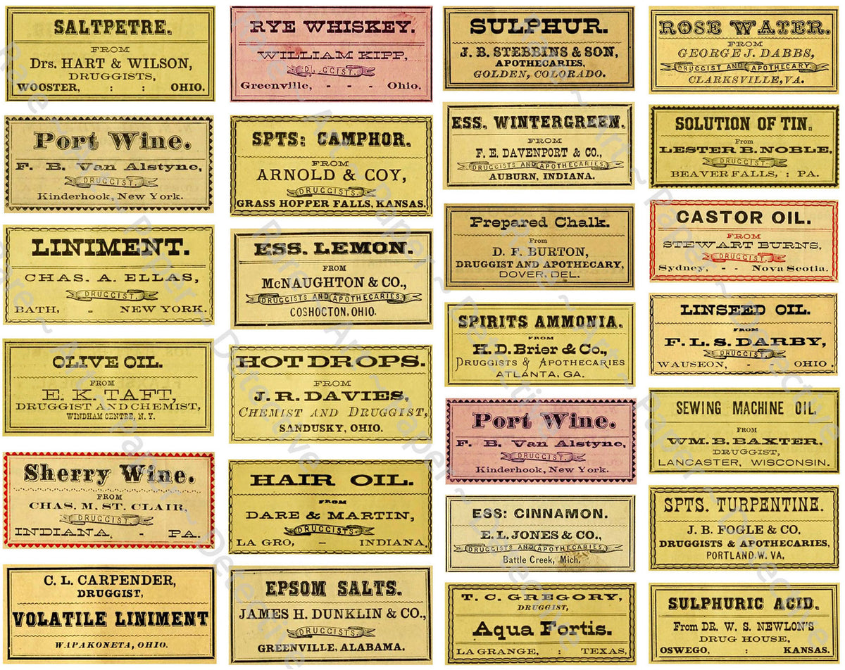 Apothecary Stickers & Medicine Cabinet Labels , Pharmacy Bottle Sticke –  Rare Paper Detective