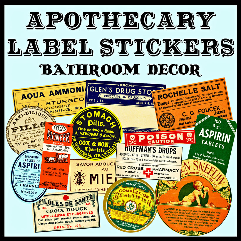 Apothecary Stickers & Medicine Cabinet Labels , Pharmacy Bottle Sticke –  Rare Paper Detective