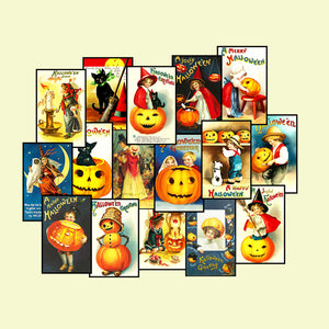 16 Halloween Stickers, Vintage Halloween Postcard Decals & Spooky Clip Art, 2P43