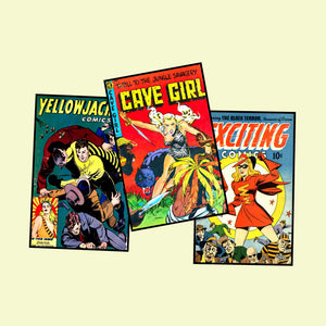 Adventure Comic Book Postcard Sticker Illustrations Vintage Style Comics Images for DIY Postcards, 3.5" x 5.5" each, Set 51