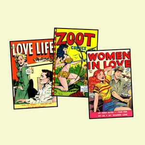 Romance Comic Book Postcard Sticker Illustrations Vintage Style Comics Images for DIY Postcards, 3.5" x 5.5" each, Set 55
