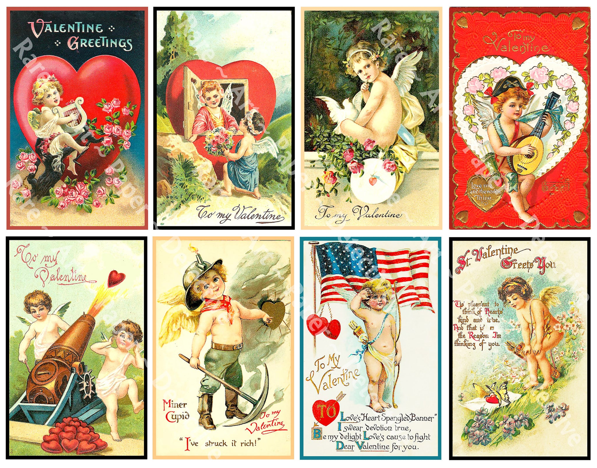 Vintage Valentine Stickers, Valentines Day, Love Valentines Day
