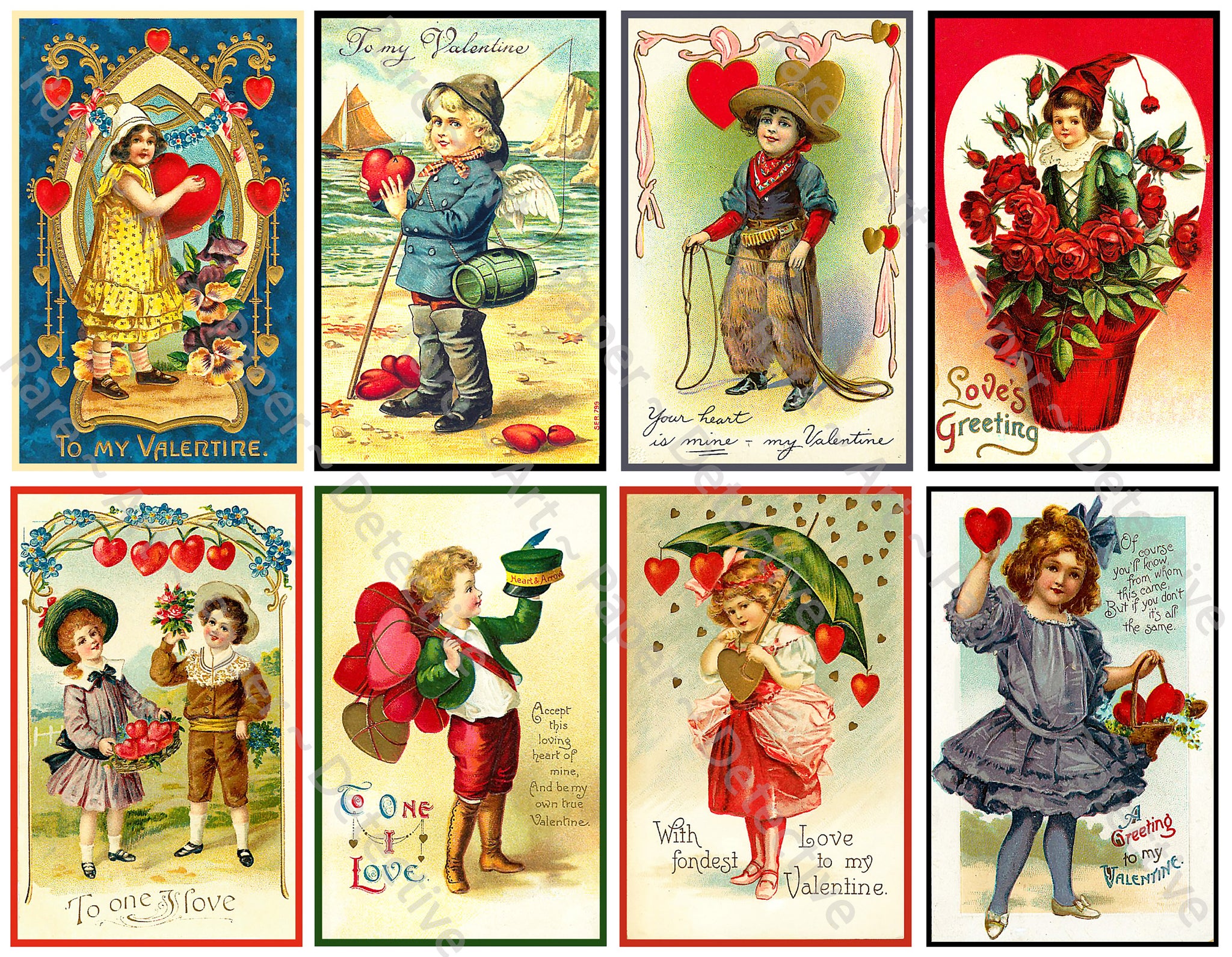 Paula vintage Valentine's Day stickers