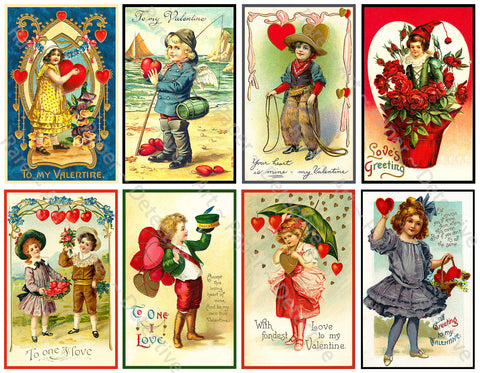 Vintage Valentine's Day Hearts, CUT & PEEL Sticker Sheet, Victorian  Romantic Valentine Stickers Embellishments, 433