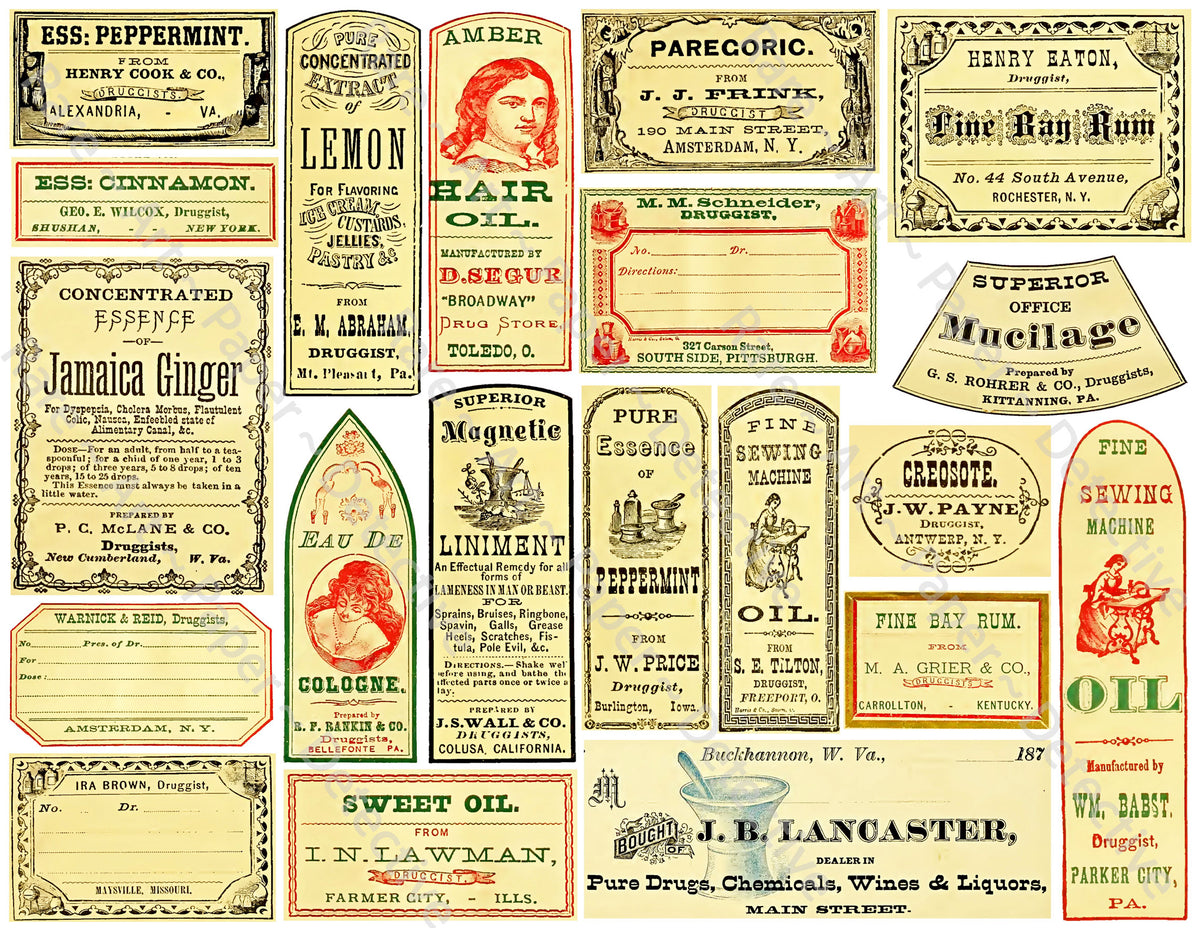 Medicine Cabinet Labels, 21 Authentic Looking Apothecary Label Sticker ...