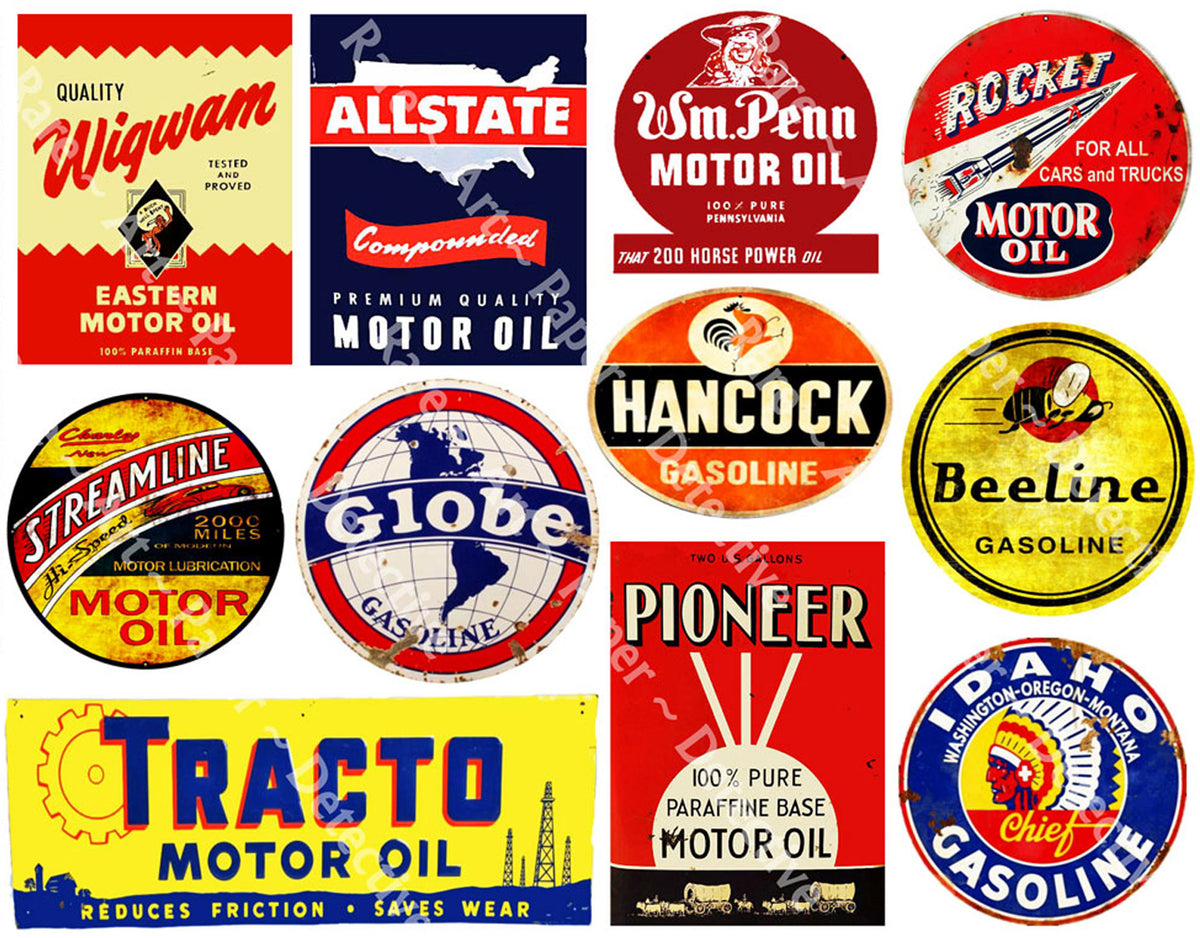 11 Oil Label Stickers, Garage Signs, Gas Sign Decals, Service Station ...