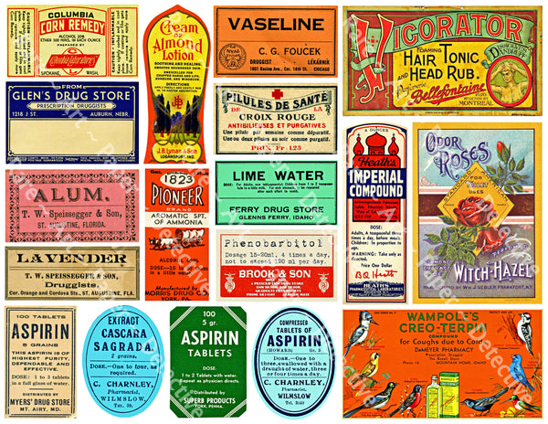 Apothecary Stickers, 25 Bathroom & Halloween Labels, Pharmacy & Druggi –  Rare Paper Detective