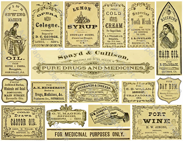 Apothecary Stickers, 25 Bathroom & Halloween Labels, Pharmacy & Druggi –  Rare Paper Detective